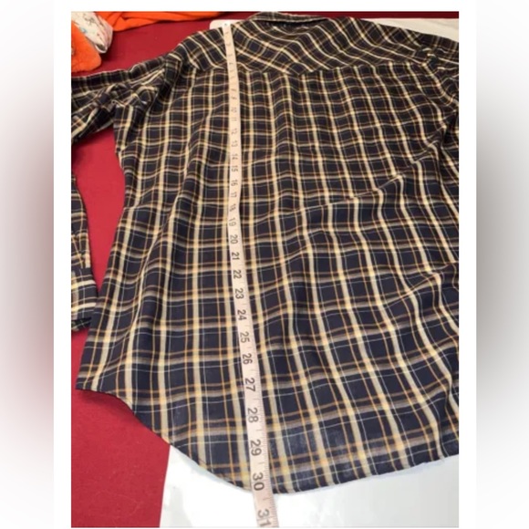 Christopher Rand dark plaid Western Shirt Blue Tan Rockabilly Pearl Snap up 1970 - Picture 9 of 11